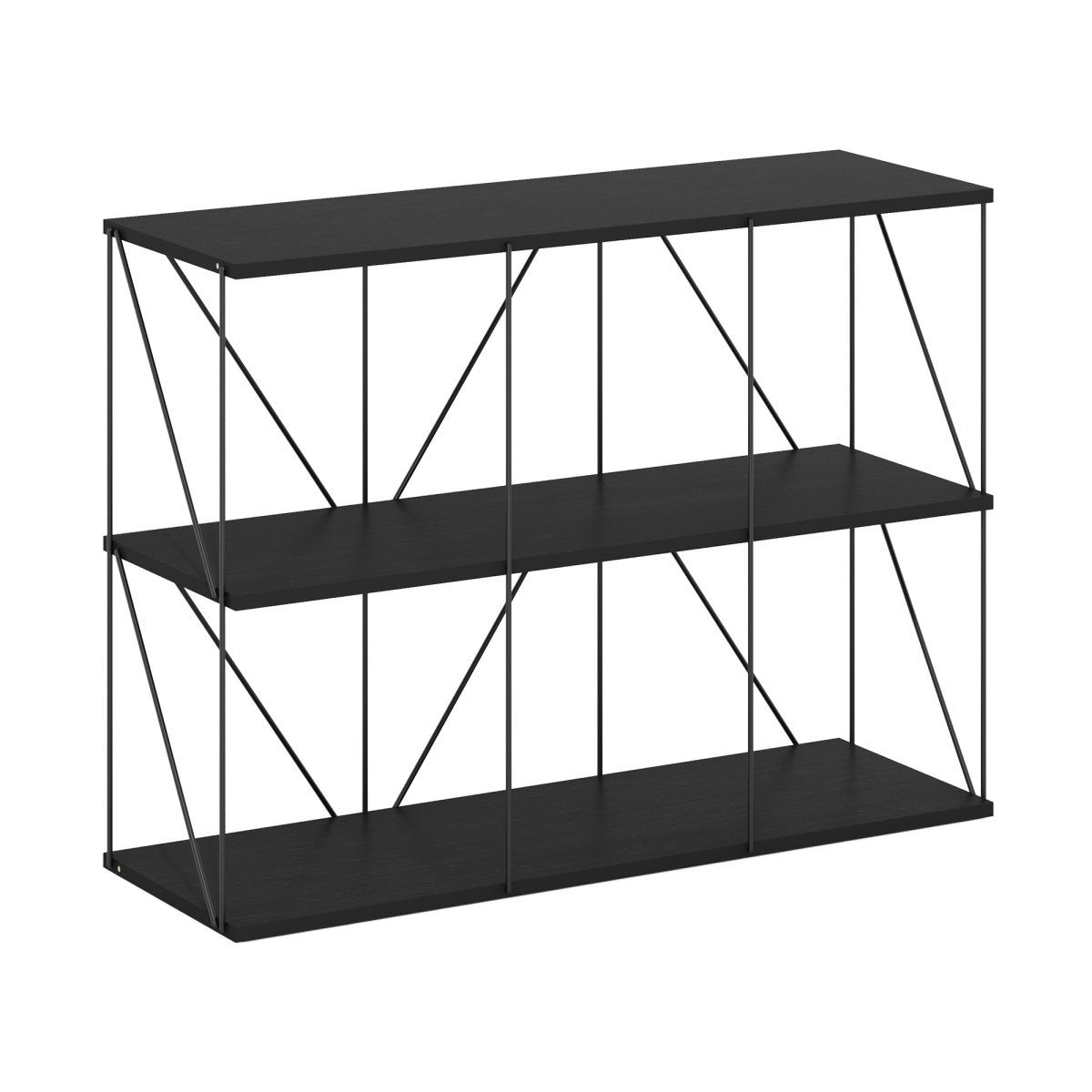 Picture of Furinno 24418AM 3 x 2 Rata Industrial Multipurpose Flat Base Shelf Display Rack with Metal Frame&#44; Americano