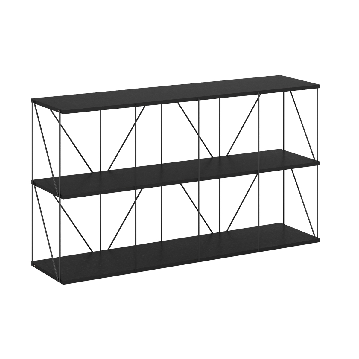 Picture of Furinno 24419AM 4 x 2 Rata Industrial Multipurpose Flat Base Shelf Display Rack with Metal Frame&#44; Americano