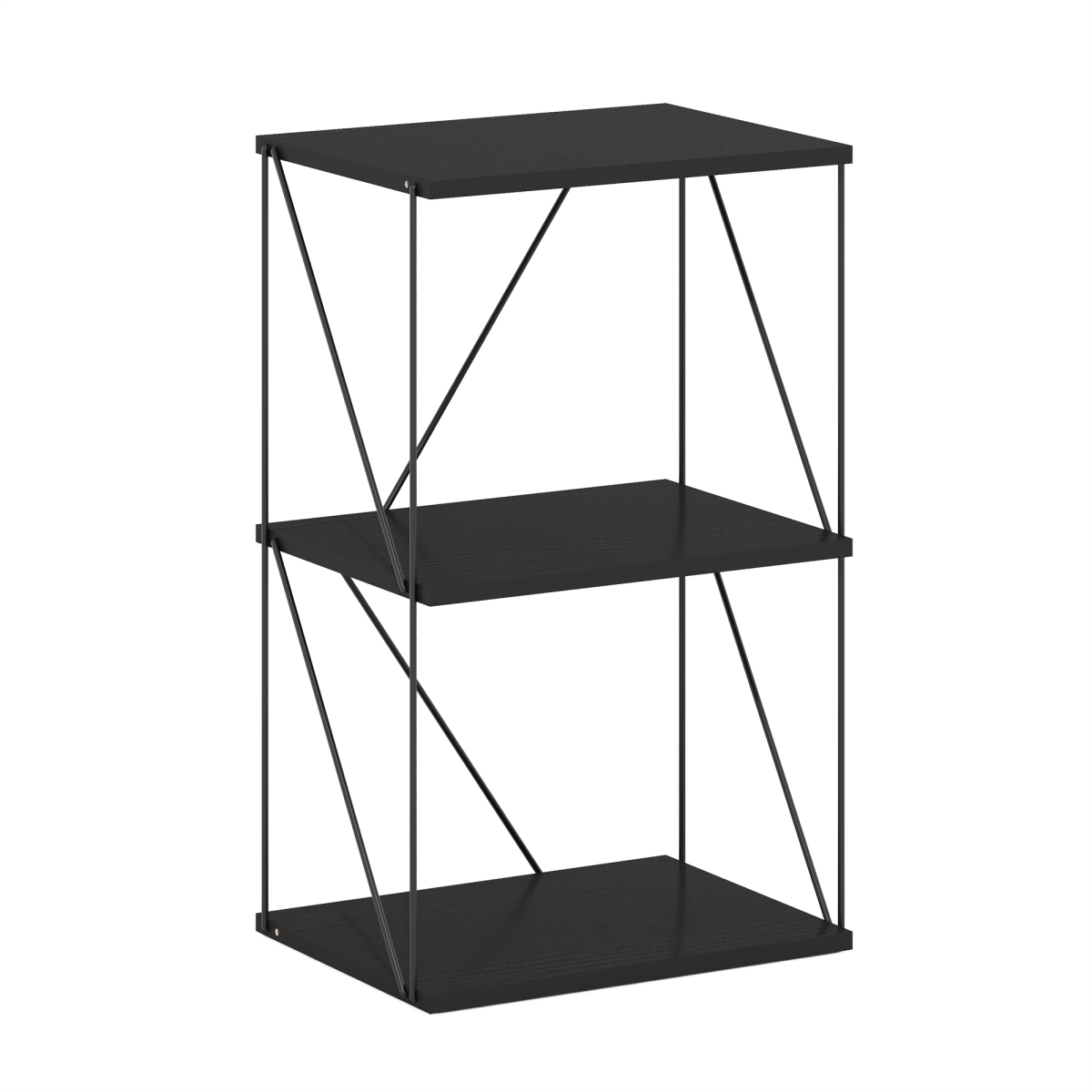 Picture of Furinno 24421AM 3-Tier Rata Industrial Multipurpose Flat Base Shelf Display Rack with Metal Frame&#44; Americano