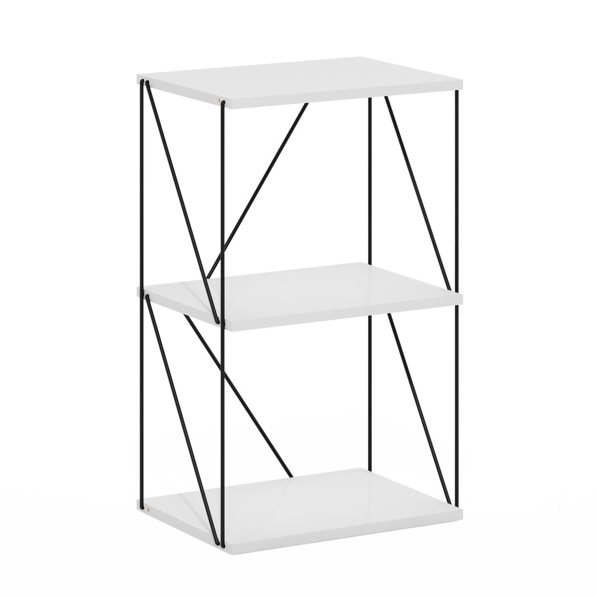 Picture of Furinno 24421MWH 3-Tier Rata Industrial Multipurpose Flat Base Shelf Display Rack with Metal Frame&#44; Marble White
