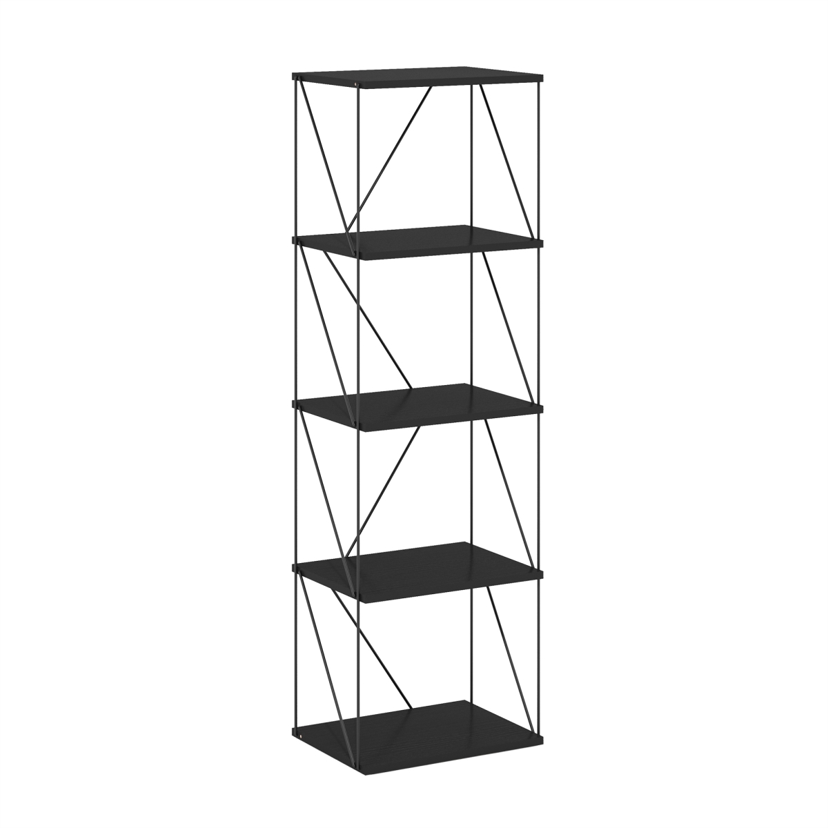 Picture of Furinno 24422AM 5-Tier Rata Industrial Multipurpose Flat Base Shelf Display Rack with Metal Frame&#44; Narrow - Americano