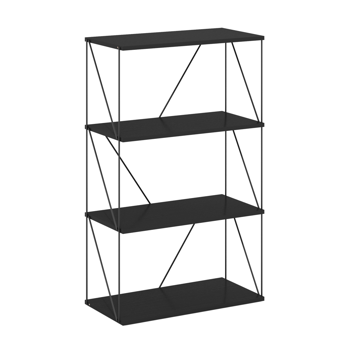 Picture of Furinno 24424AM 4-Tier Rata Industrial Multipurpose Flat Base Shelf Display Rack with Metal Frame&#44; Americano