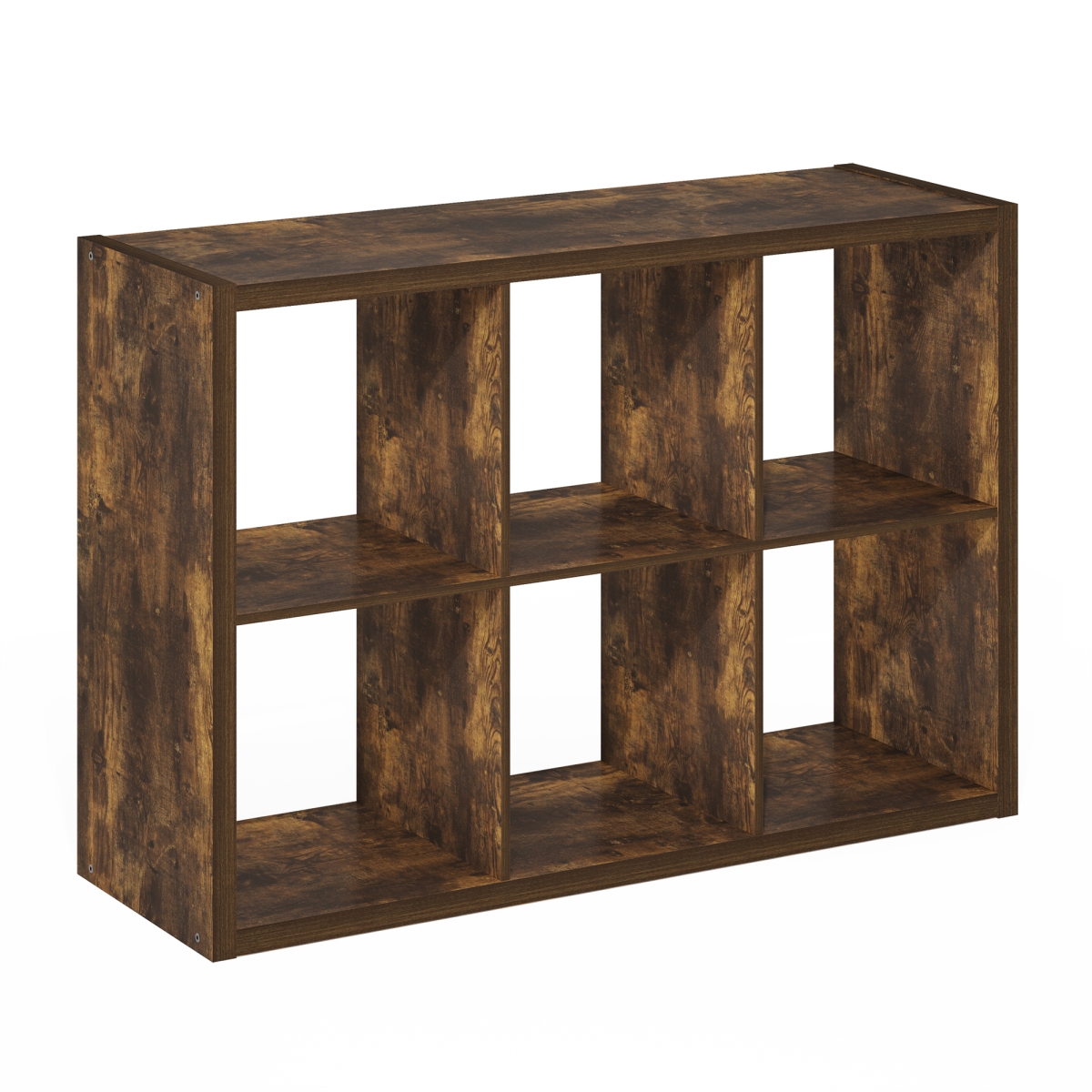 LU22005AP Cubicle Open Back Decorative Cube Storage Organizer, Amber Pine - 6-Cube