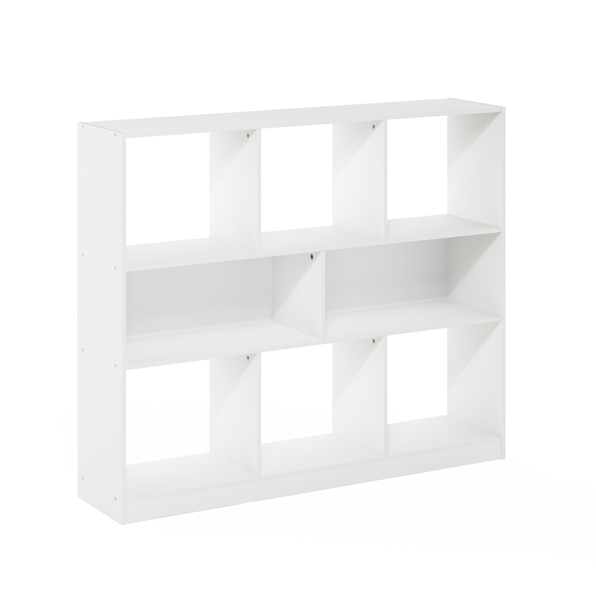24345WH Daly 8-Cube Horizontal 3 Tier Bookcase, White - 47 in.