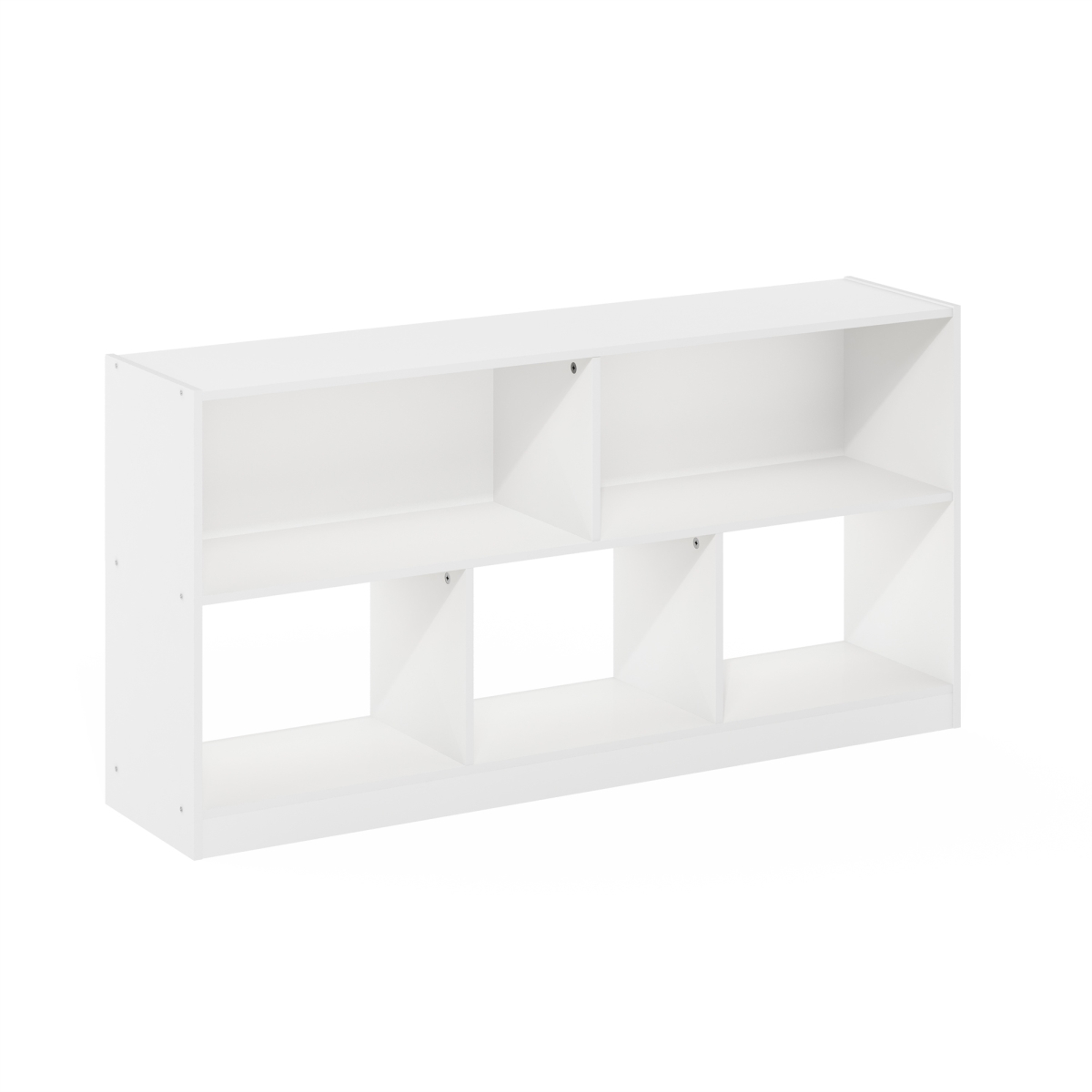 24346WH Daly 5-Cube Horizontal 2 Tier Bookcase, White - 47 in.