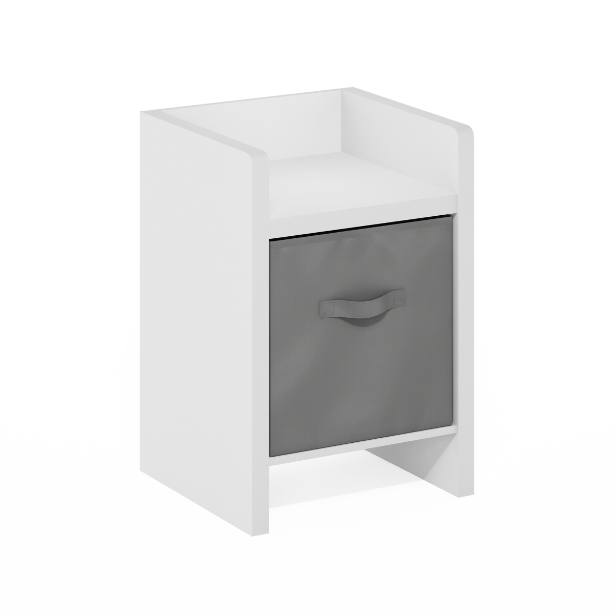 24233WHDLGY Viola End Side Table with Storage Bins, White & Light Gray