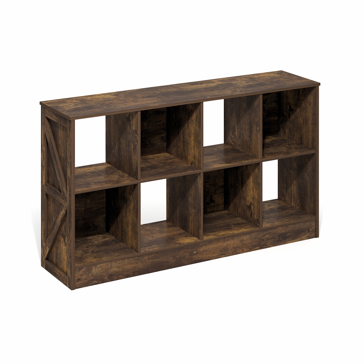 24414AP Jensen Farmhouse 8-Cube Display Bookcase & Bookshelf - Amber Pine