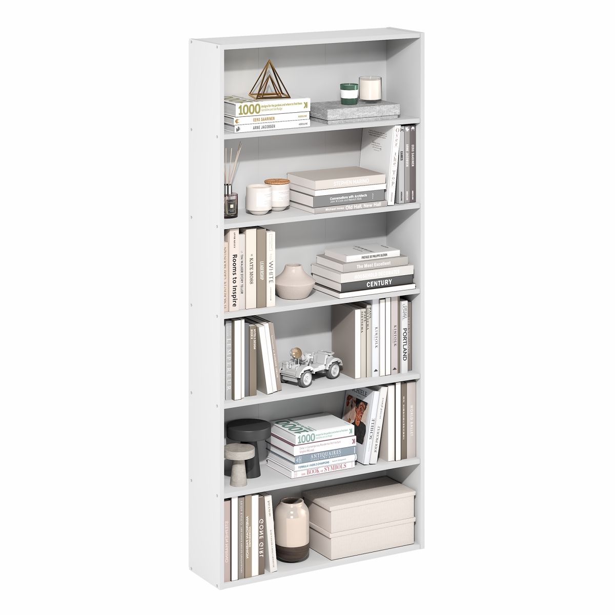 25012WH 7 x 24 x 53 in. Basic 6-Tier Open Shelf Bookcase, Bookshelf & Storage Organizer - White