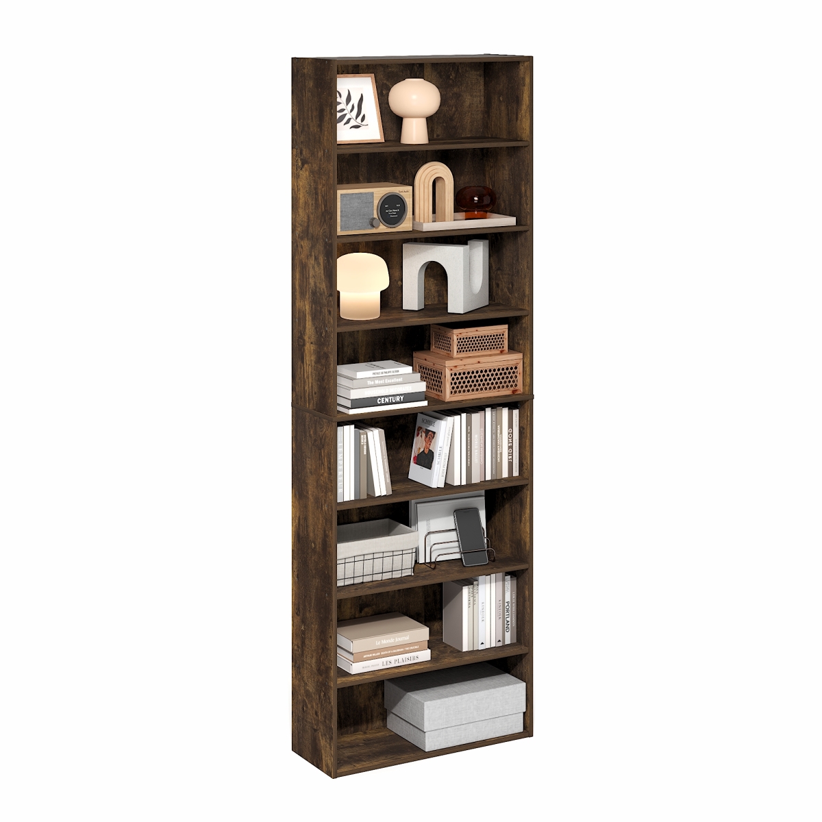 25013AP 12 x 24 x 71 in. Basic 8-Tier Open Shelf Bookcase, Bookshelf & Storage Organizer - Amber Pine