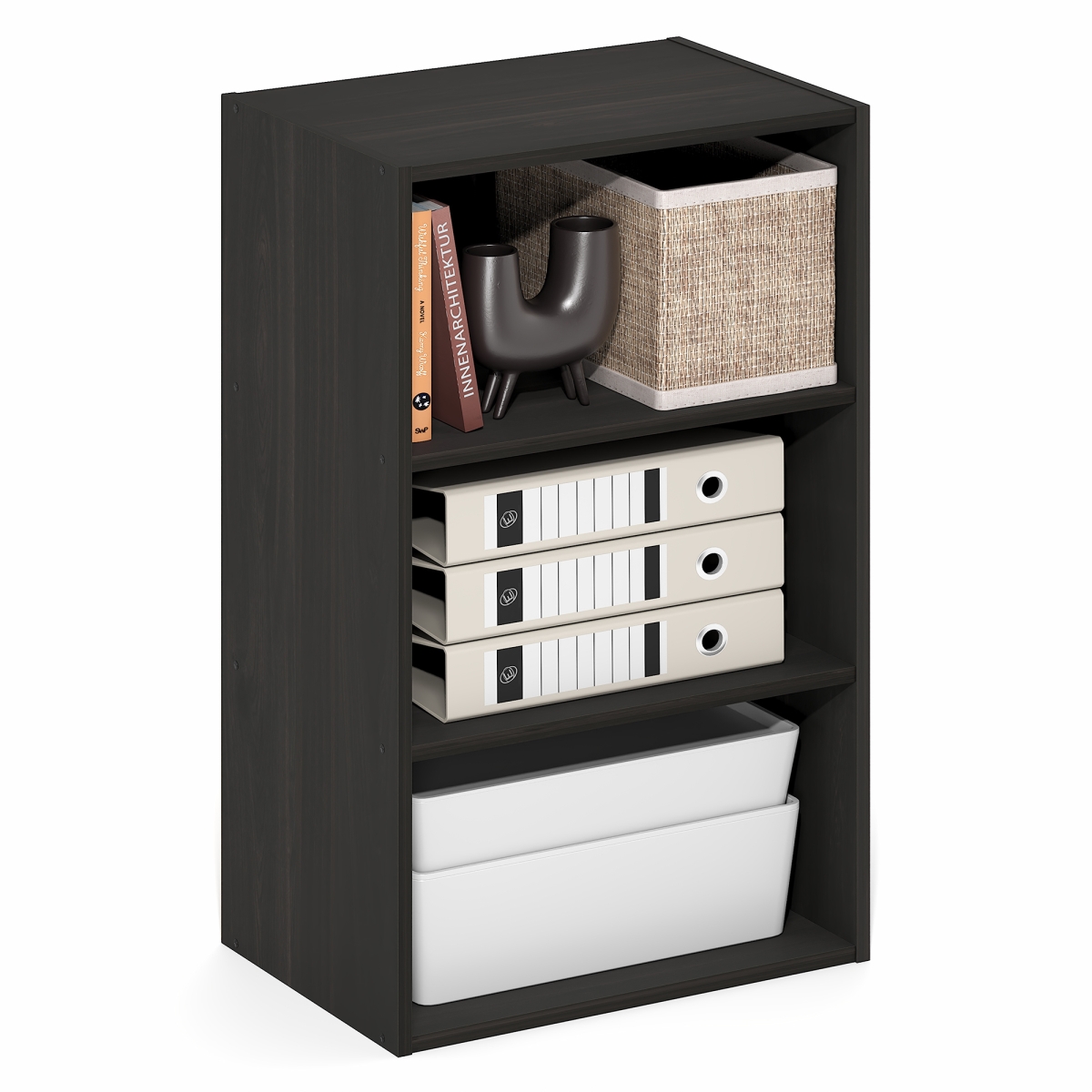 25073EX 11 x 17 x 26 in. Basic 3-Tier Open Shelf Bookcase - Bookshelf & Storage Organizer - Espresso
