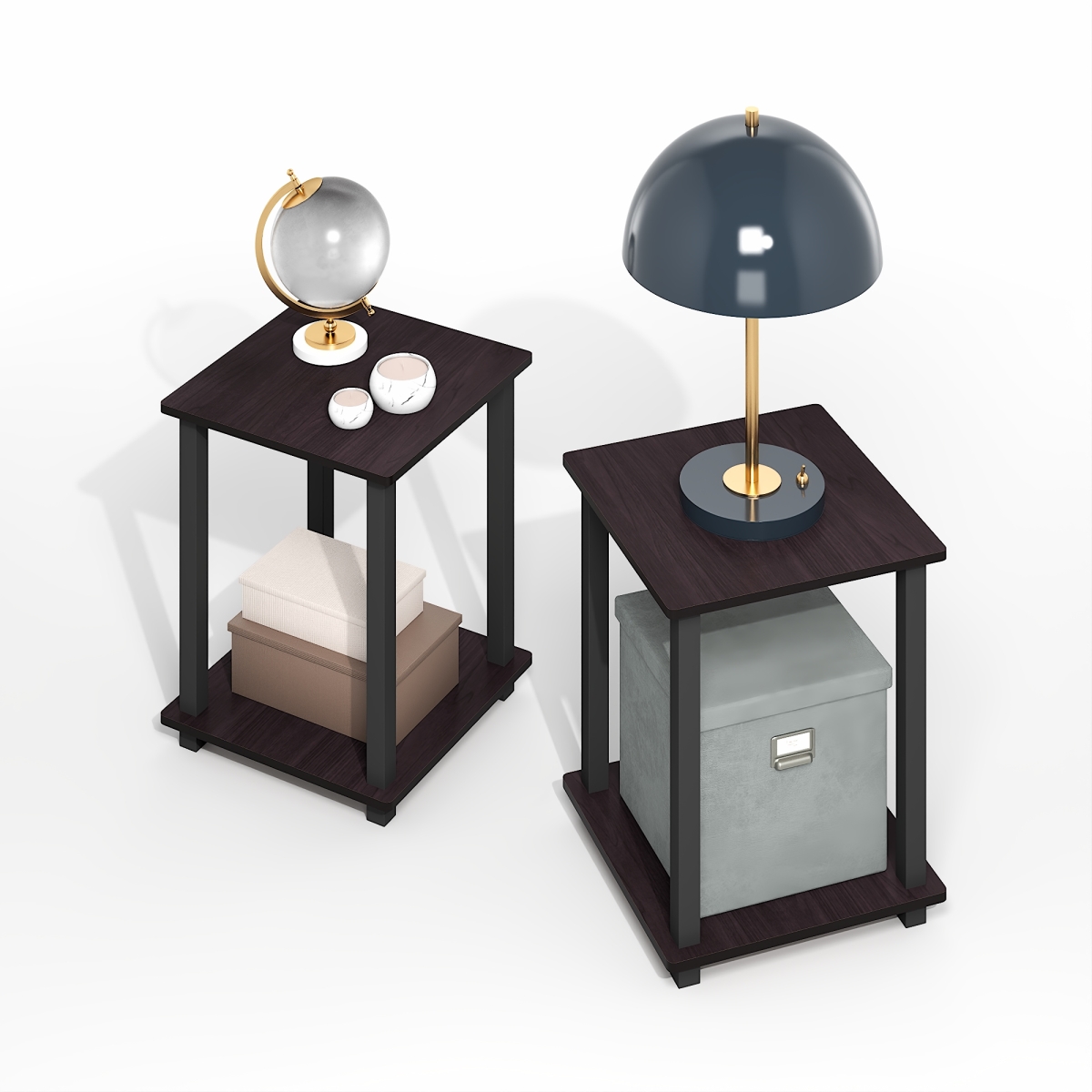 RL12127DMC Simplistic End Table, Dark Mocha - Set of 2