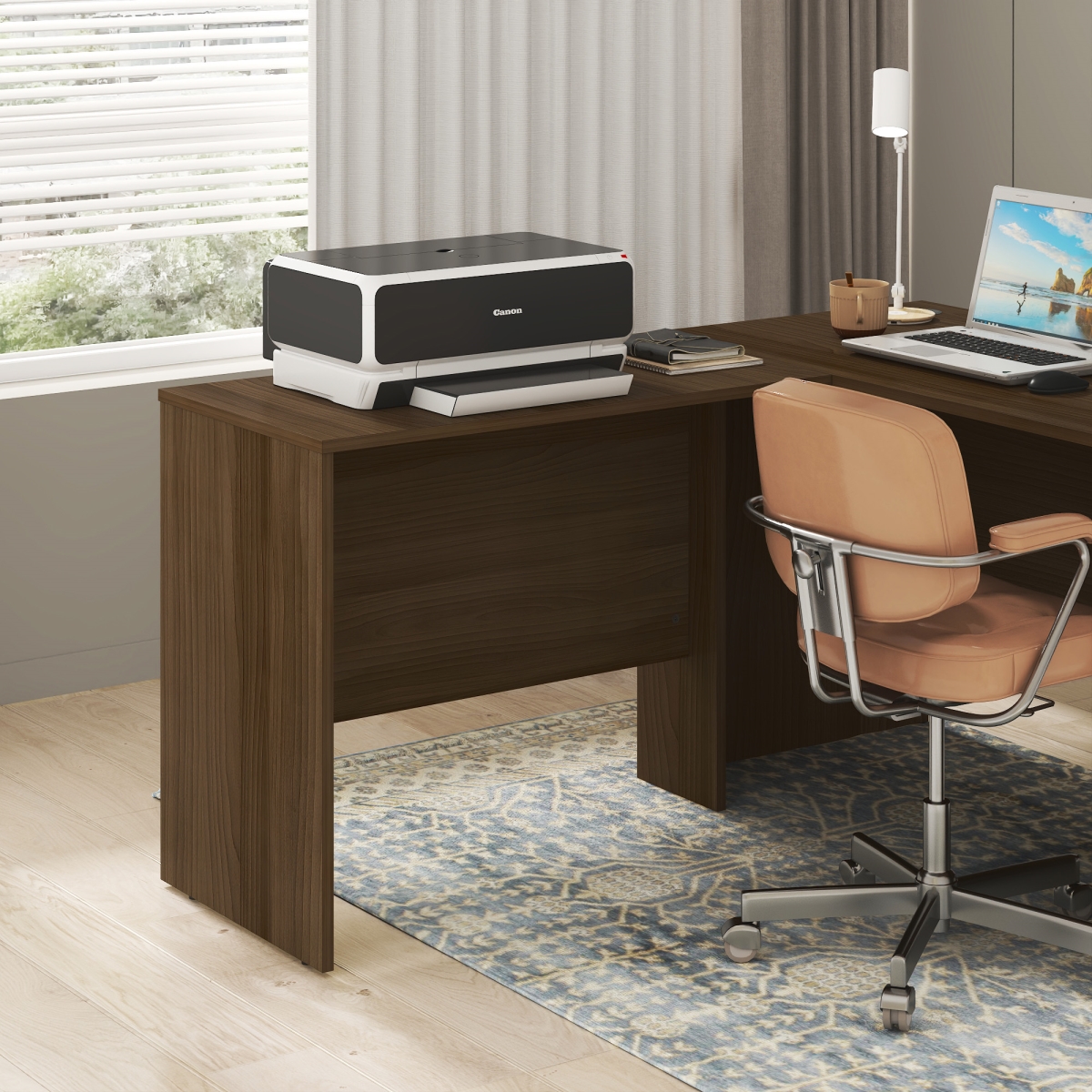 25222MW 35 in. Rodger Rectangular Office Desk - Walnut