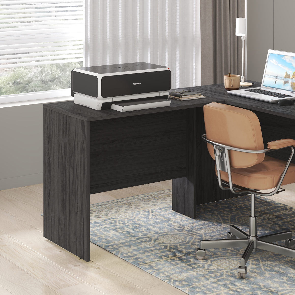 25222CG 35 in. Roger Office Desk Return Rectangular Desk Return for Executive Desk - Coastal Grey