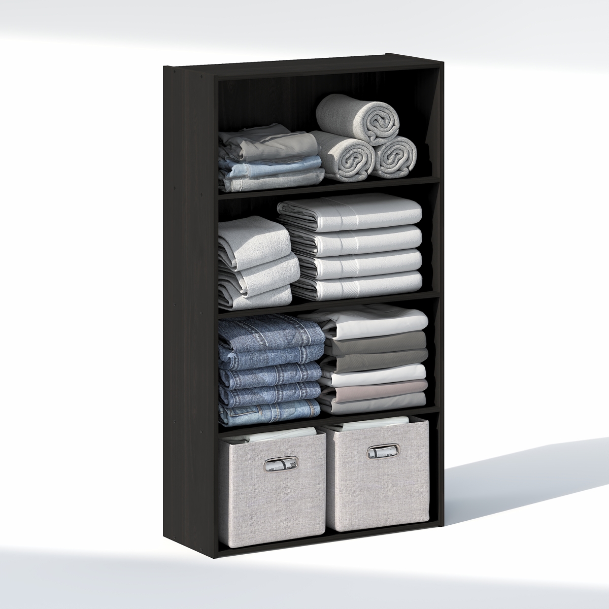 N11209EX Reed 4-Tier Closet Organizer - Open Shelf Closet Storage for Wardrobe, Bedroom & Living Room - Espresso