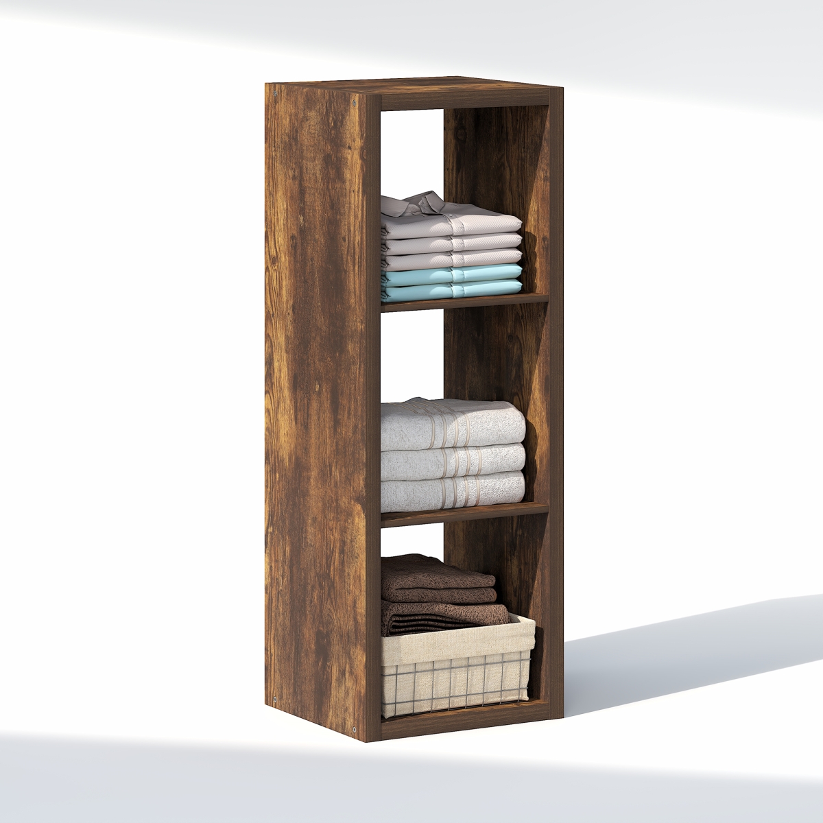 NLU23001AP Cubic 3-Cube Closet Organizer - Open Shelf Closet Storage, Extra Thick Frame for Wardrobe, Bedroom & Living Room - Amber Pine
