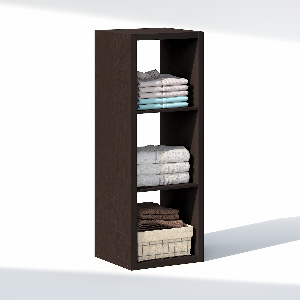 NLU23001DOK Cubic 3-Cube Closet Organizer - Open Shelf Closet Storage, Extra Thick Frame for Wardrobe, Bedroom & Living Room - Black Dark Oak