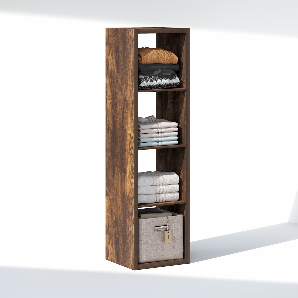 NLU23002AP Cubic 4-Cube Closet Organizer - Open Shelf Closet Storage, Extra Thick Frame for Wardrobe, Bedroom & Living Room - Amber Pine