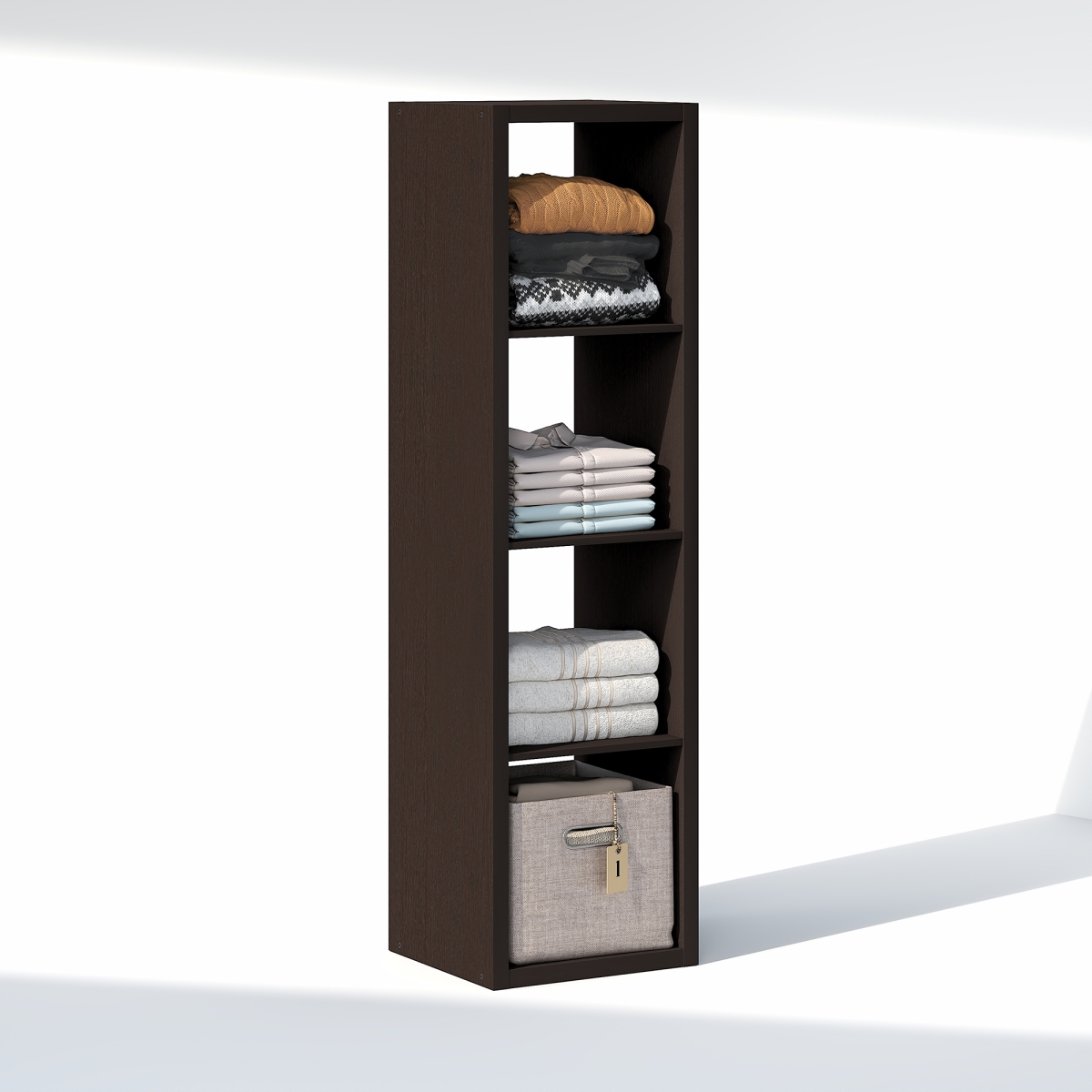 NLU23002DOK Cubic 4-Cube Closet Organizer - Open Shelf Closet Storage, Extra Thick Frame for Wardrobe, Bedroom & Living Room - Black Dark Oak