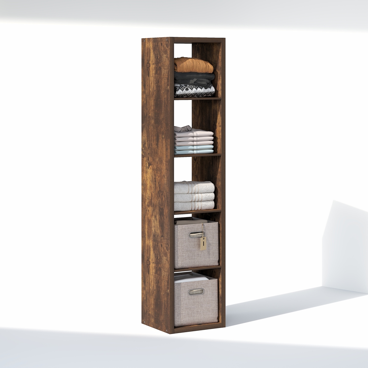 NLU23003AP Cubic 5-Cube Closet Organizer - Open Shelf Closet Storage, Extra Thick Frame for Wardrobe, Bedroom & Living Room - Amber Pine