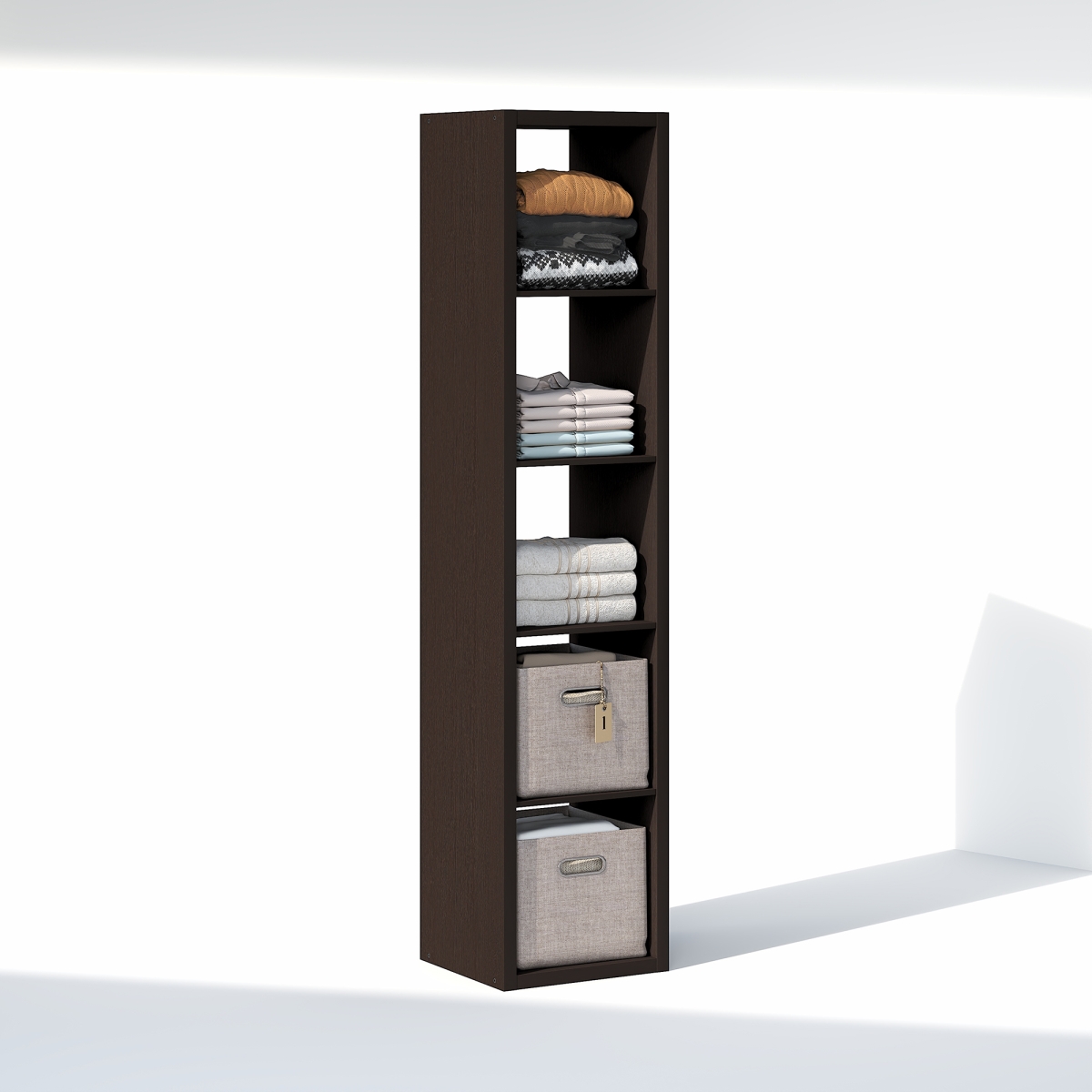 NLU23003DOK Cubic 5-Cube Closet Organizer - Open Shelf Closet Storage, Extra Thick Frame for Wardrobe, Bedroom & Living Room - Black Dark Oak