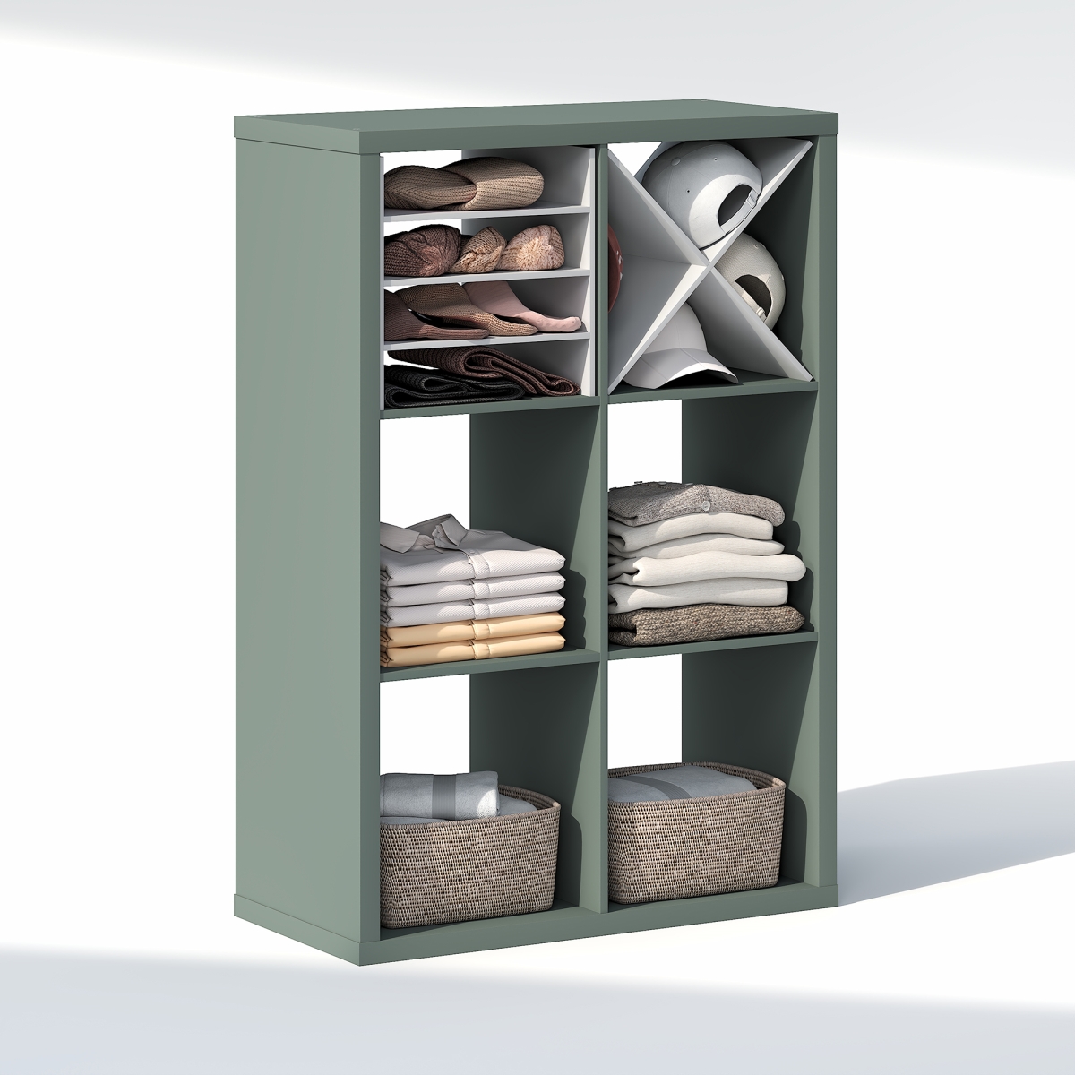 NLU22005SG Cubic 6-Cube Closet Organizer - Open Shelf Closet Storage, Extra Thick Frame for Wardrobe, Bedroom & Living Room - Sage Green