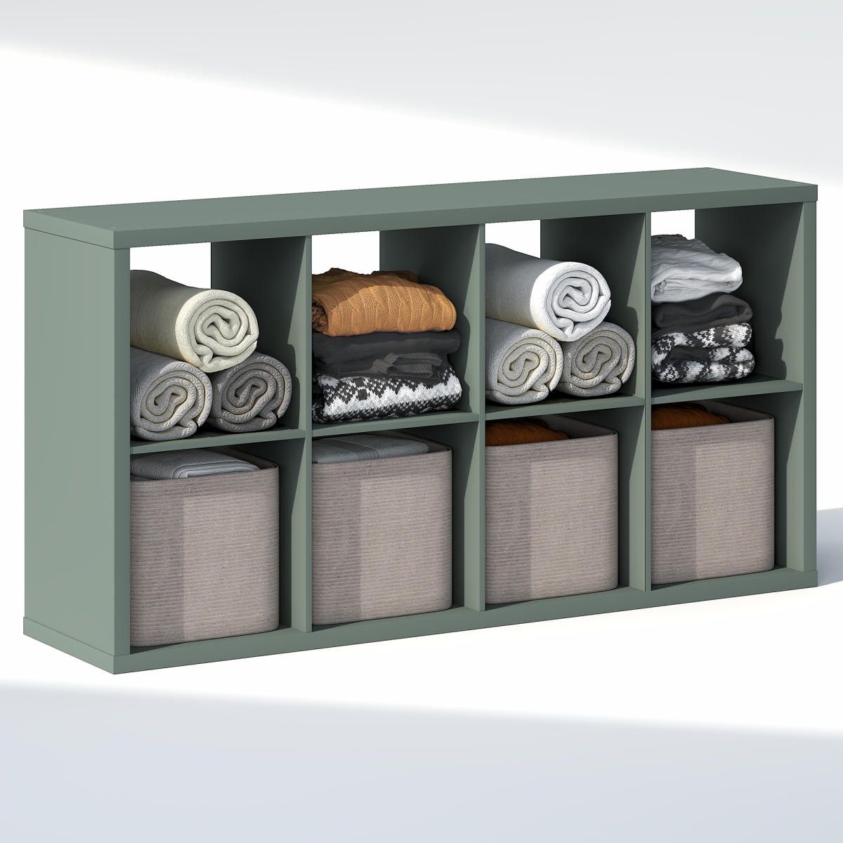 NLU22006SG Cubic 8-Cube Closet Organizer - Open Shelf Closet Storage - Extra Thick Frame for Wardrobe, Bedroom, Living Room - Sage Green