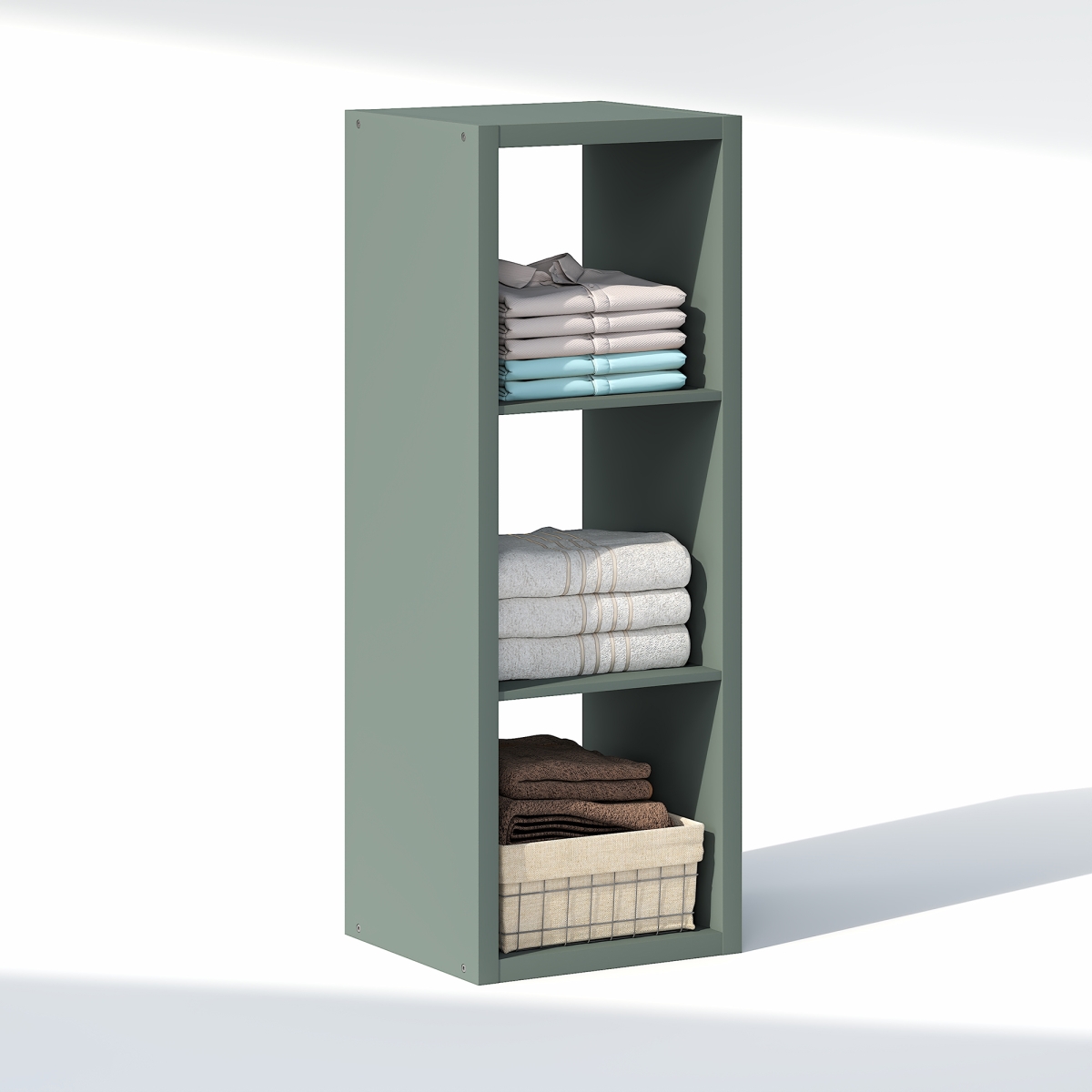NLU23001SG Cubic 3-Cube Closet Organizer - Open Shelf Closet Storage - Extra Thick Frame for Wardrobe, Bedroom, Living Room - Sage Green