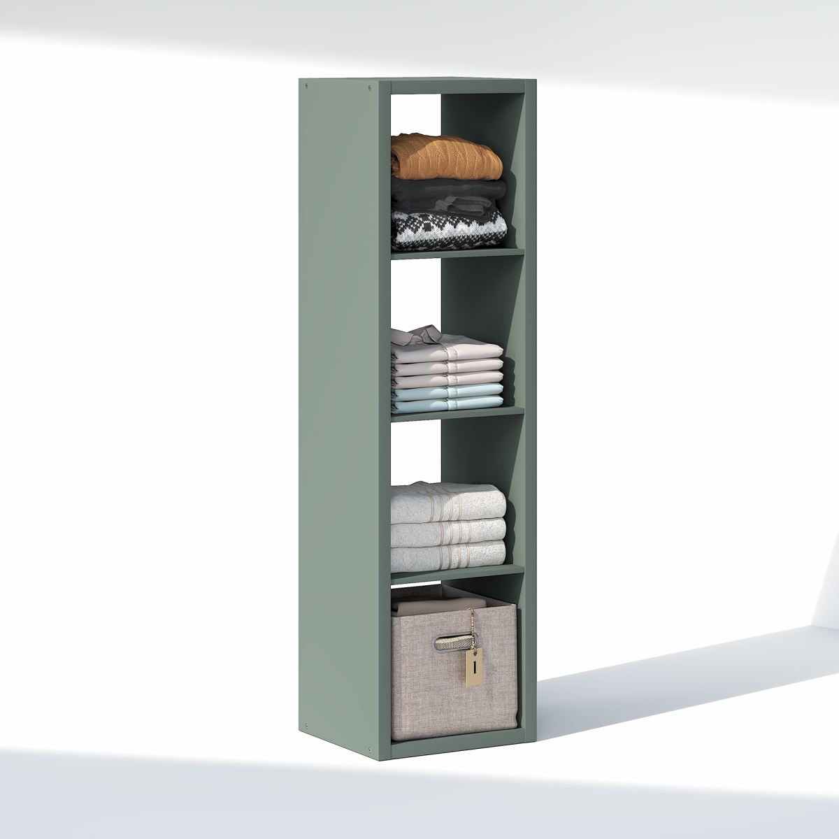 NLU23002SG Cubic 4-Cube Closet Organizer - Open Shelf Closet Storage, Extra Thick Frame for Wardrobe, Bedroom & Living Room - Sage Green