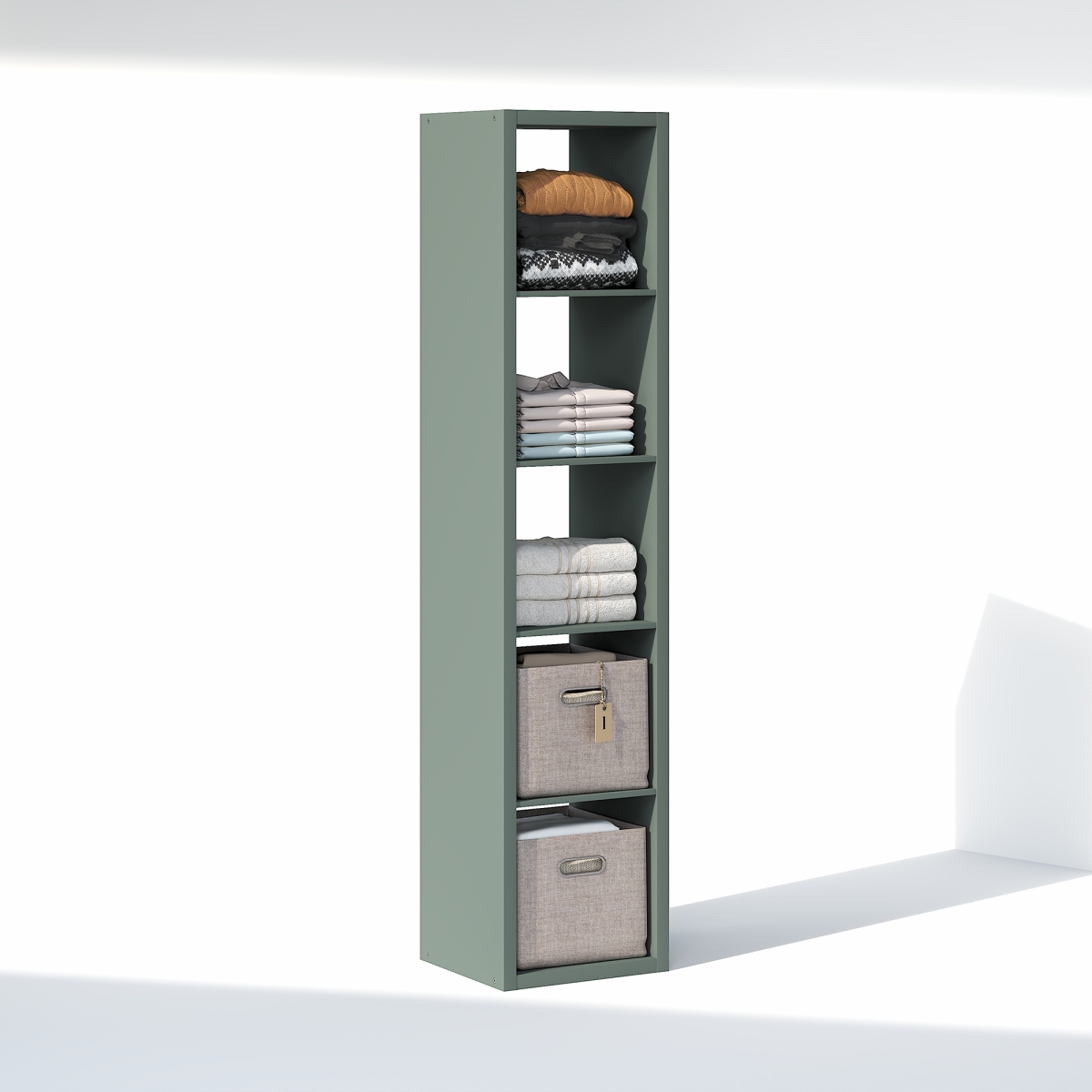 NLU23003SG Cubic 5-Cube Closet Organizer - Open Shelf Closet Storage - Extra Thick Frame for Wardrobe, Bedroom, Living Room - Sage Green