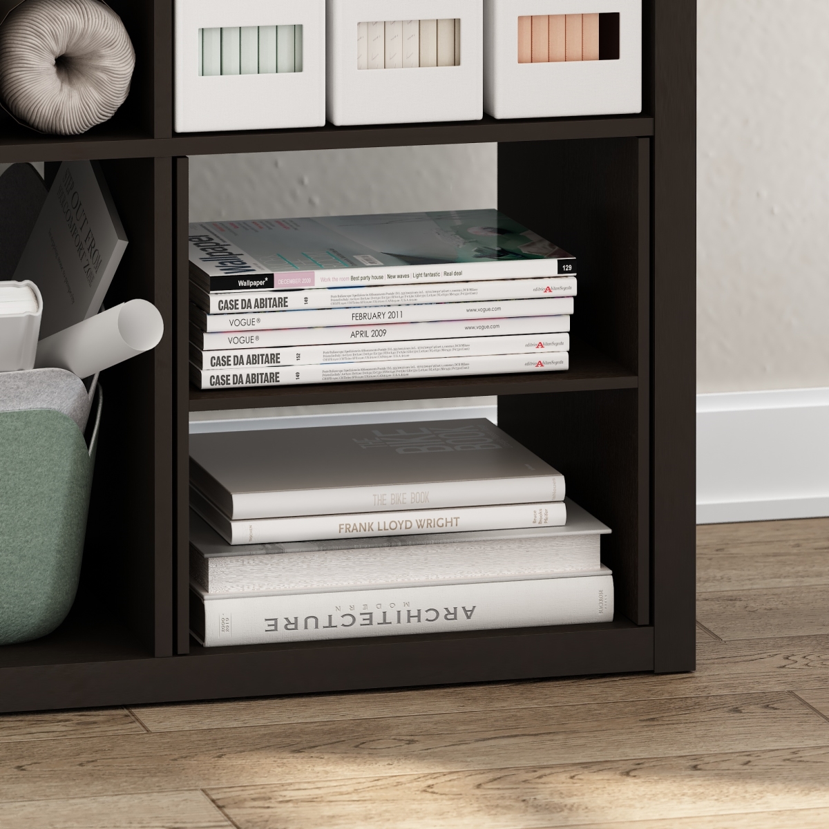 RL24283BKO Cubicle Cube Insert, H-Shelf Cube Organizer, Fits into Extra Thick Cubes for Organizers & Storage - Black Oak