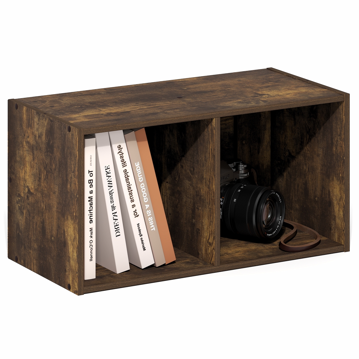25035AP Fano 2-Cube Floating Shelves for Wall, Standing Bookshelf - Amber Pine