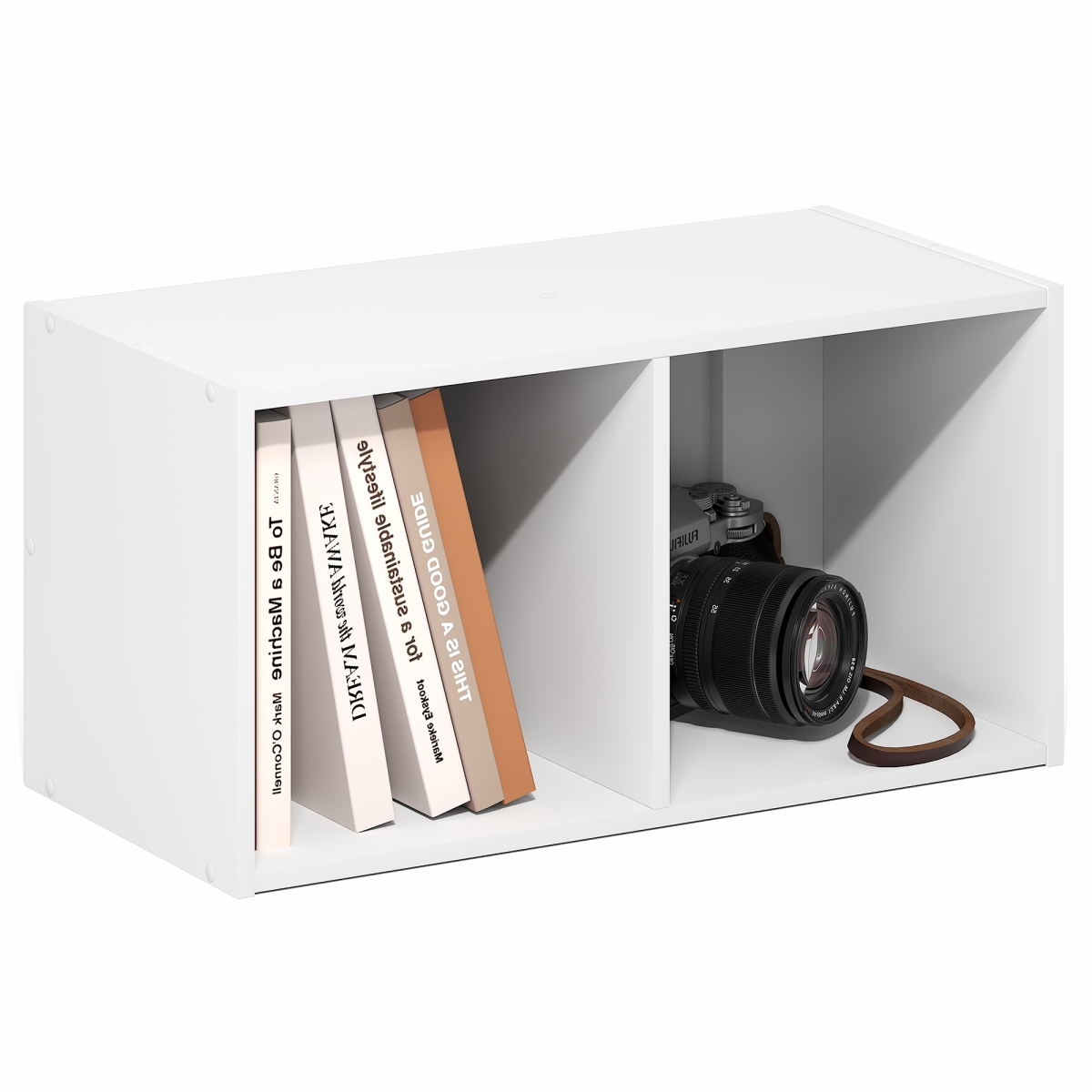 25035WHD Fano 2-Cube Floating Shelves for Wall, Standing Bookshelf - White