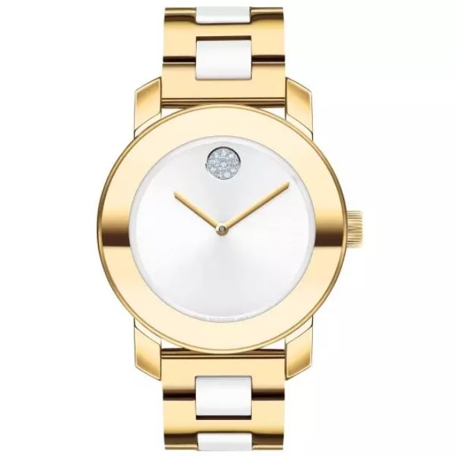 Picture of Movado MV52200 Movado Bold 3600892 White Dial Two Tone White/Gold Bracelet Band Womens Watch