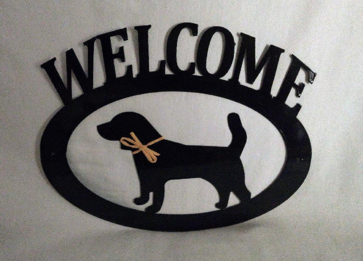 beaglewelcome Beagle Metal Welcome Sign
