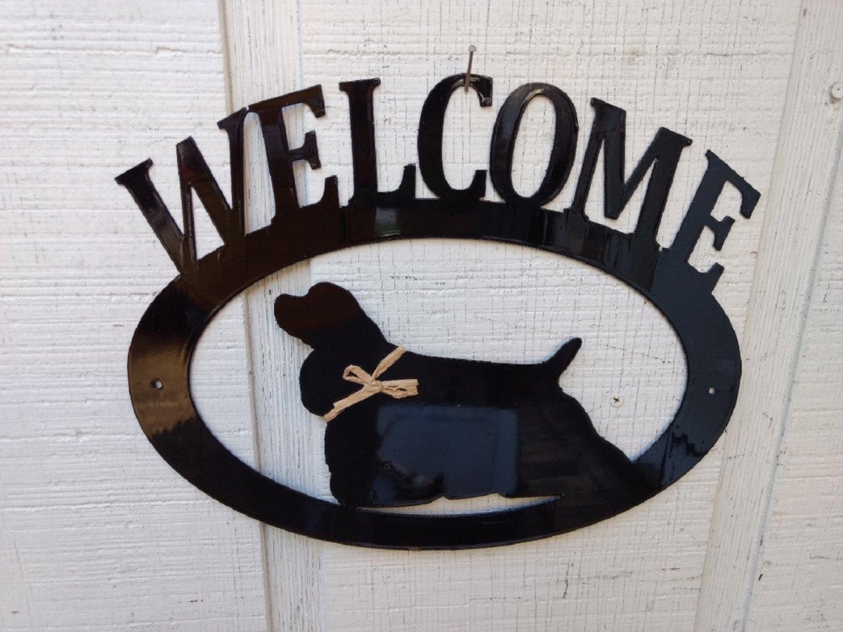 Picture of The Lazy Scroll cockerwelcome Cocker Spaniel Metal Welcome Sign