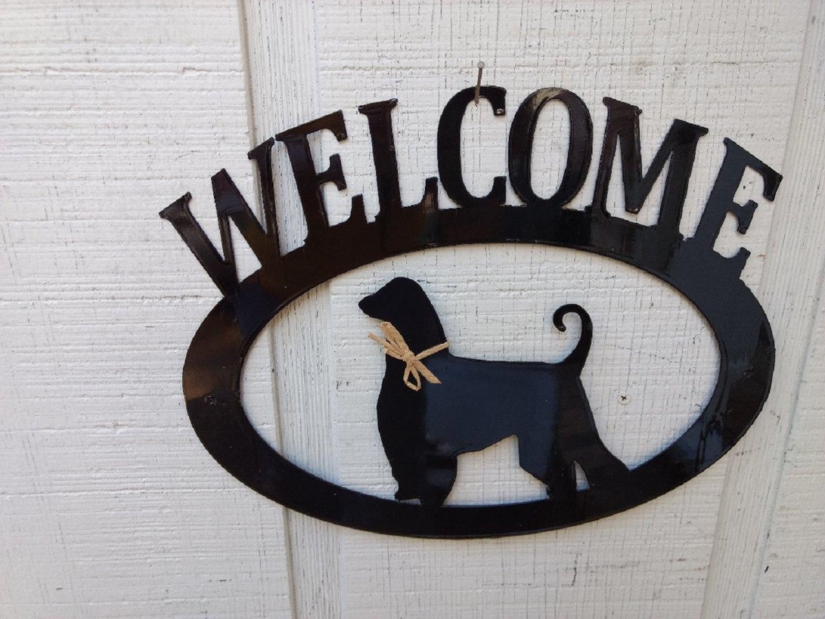 afghanwelcome Afghan Hound Metal Welcome Sign