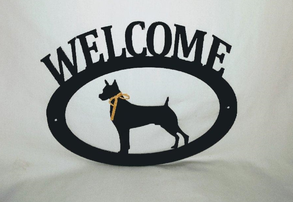Picture of The Lazy Scroll boxerwelcome Boxer Metal Welcome Sign
