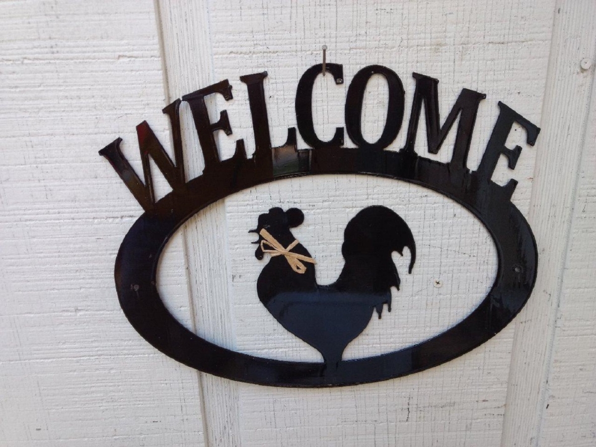 Picture of The Lazy Scroll roosterwelcome Rooster Metal Welcome Sign