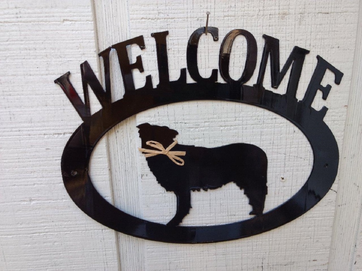 bordercolliewelcome Border Collie Metal Welcome Sign