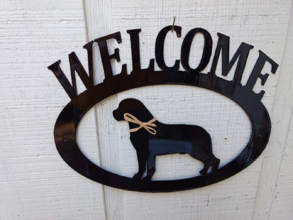 Picture of The Lazy Scroll rottywelcome Rottweiler Metal Welcome Sign