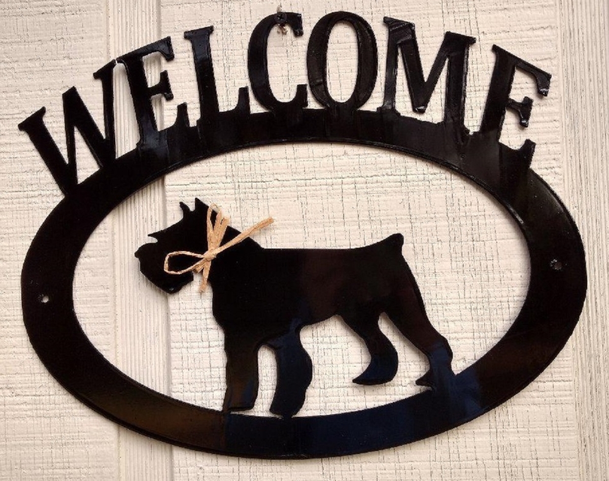 Picture of The Lazy Scroll schnauzerwelcome Schnauzer Metal Welcome Sign