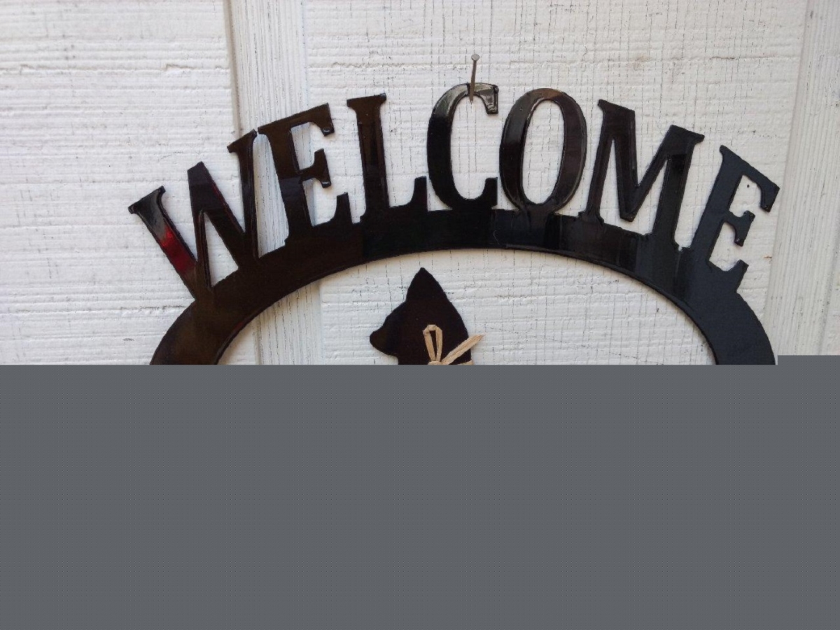 Picture of The Lazy Scroll catwelcome Cat Metal Welcome Sign
