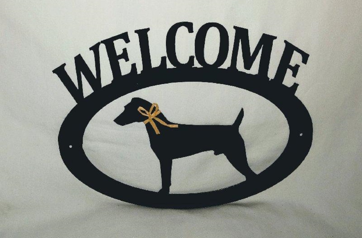 Picture of The Lazy Scroll jackwelcome Jack Russell Terrier Metal Welcome Sign