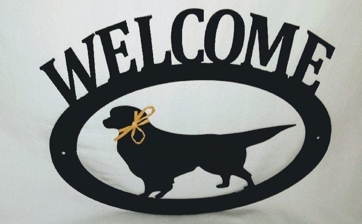 Picture of The Lazy Scroll goldenwelcome Golden Retriever Metal Welcome Sign