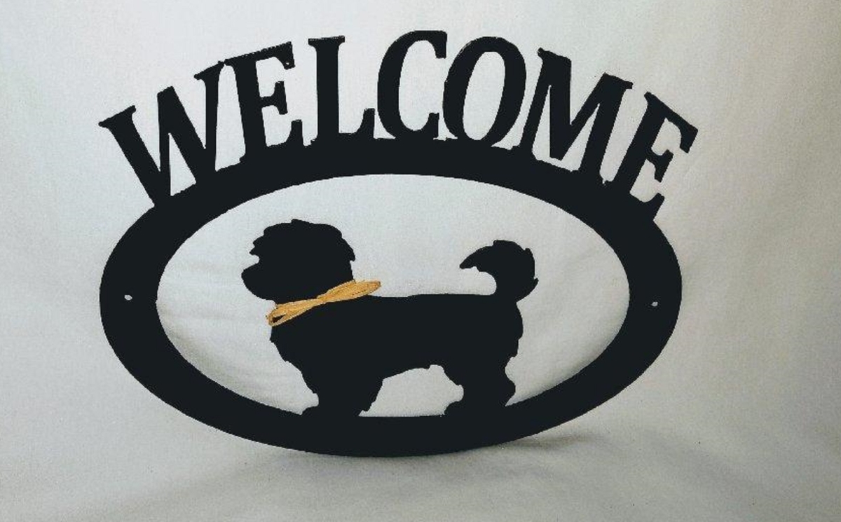 Picture of The Lazy Scroll havanesewelcome Havanese Metal Welcome Sign