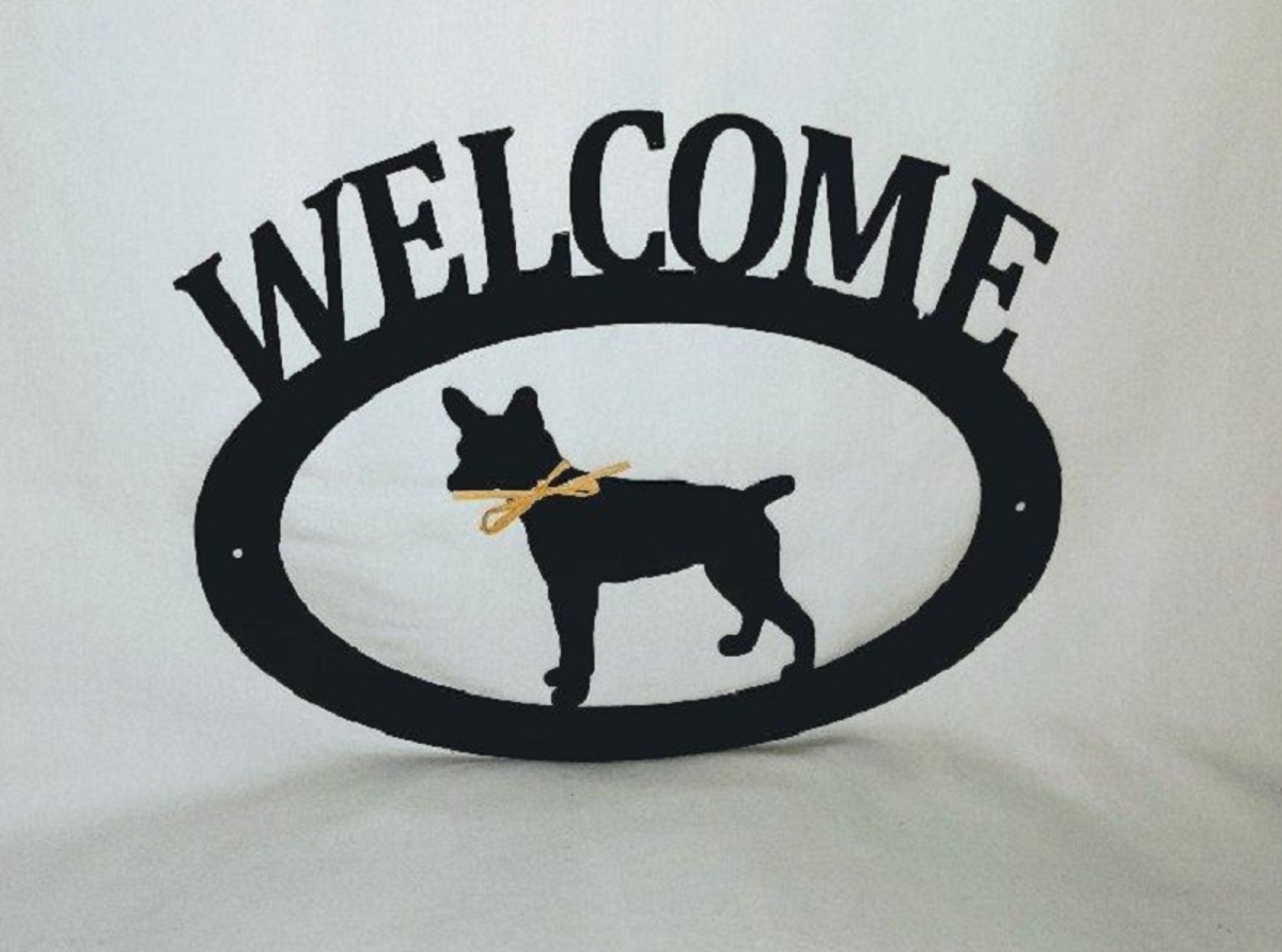 Picture of The Lazy Scroll ratwelcome Rat Terrier Metal Welcome Sign