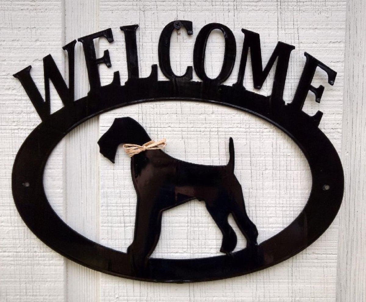 airedalewelcome Airedale Terrier Metal Welcome Sign