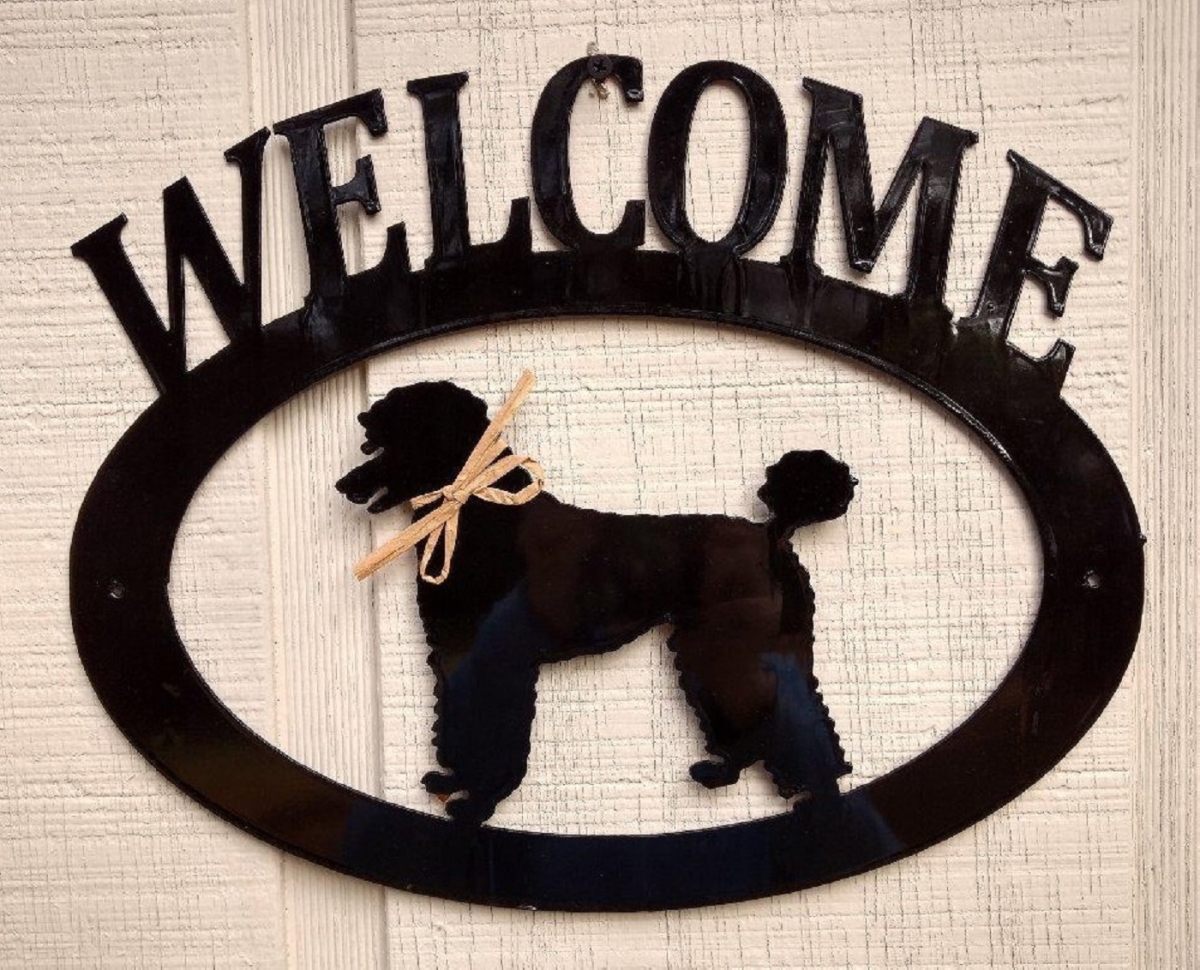 Picture of The Lazy Scroll poodlewelcome Poodle Metal Welcome Sign