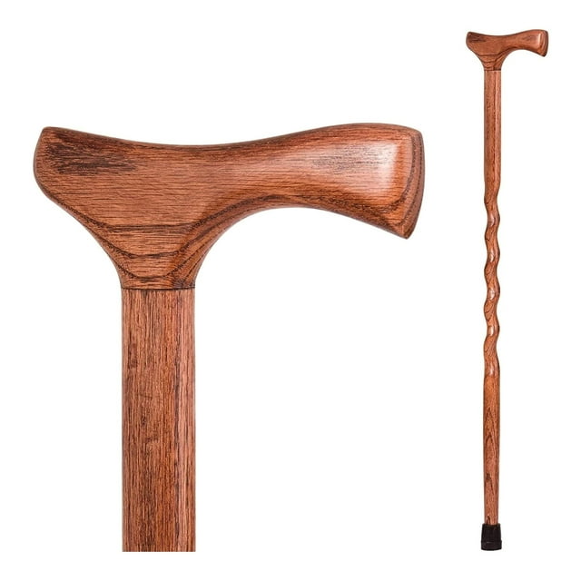 Brazos Twisted Assorted Hardwoods Cane with T-Handle, 34-Inch Height (Each)