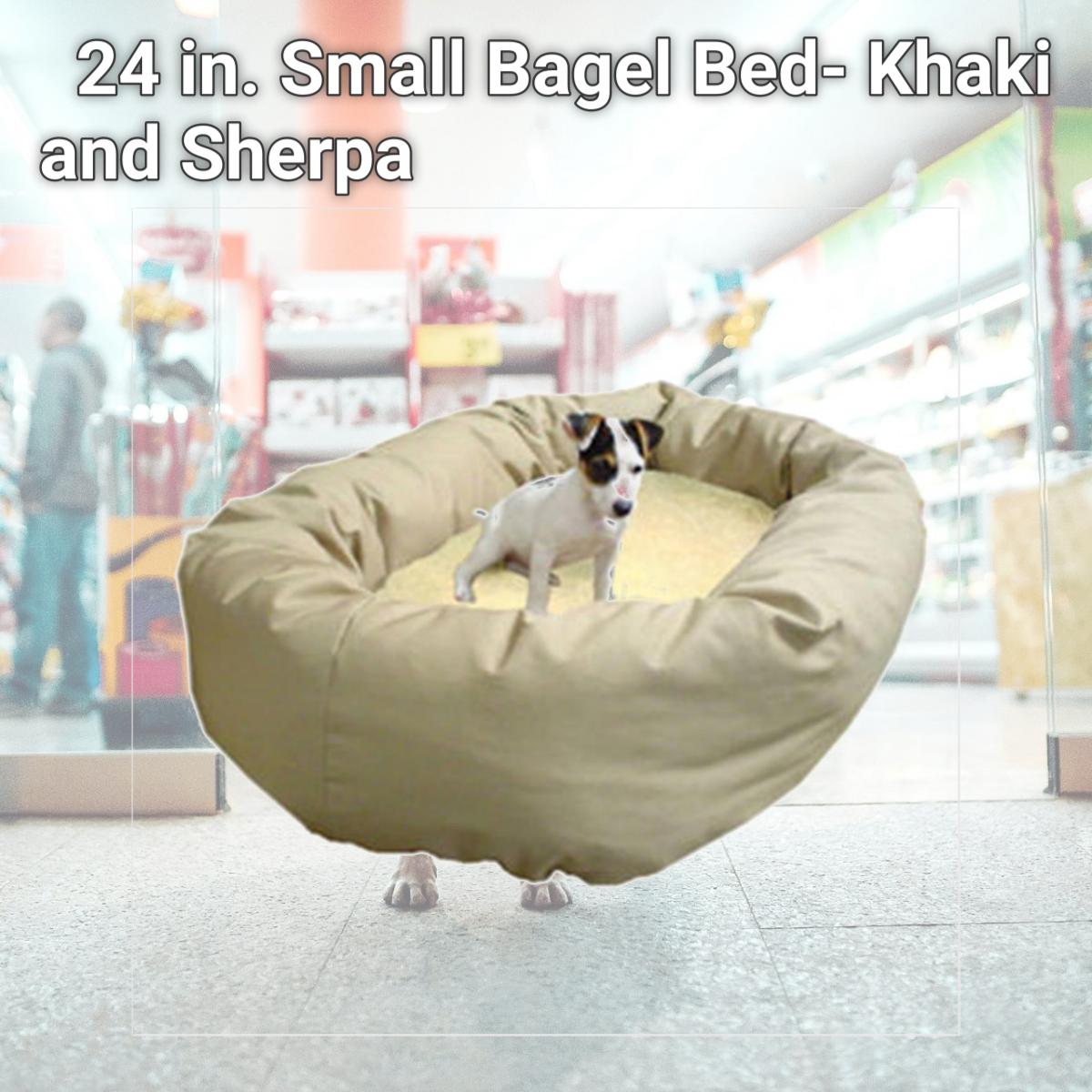 Picture of Majestic Pet 788995612254 24 in. Small Bagel Bed- Khaki and Sherpa
